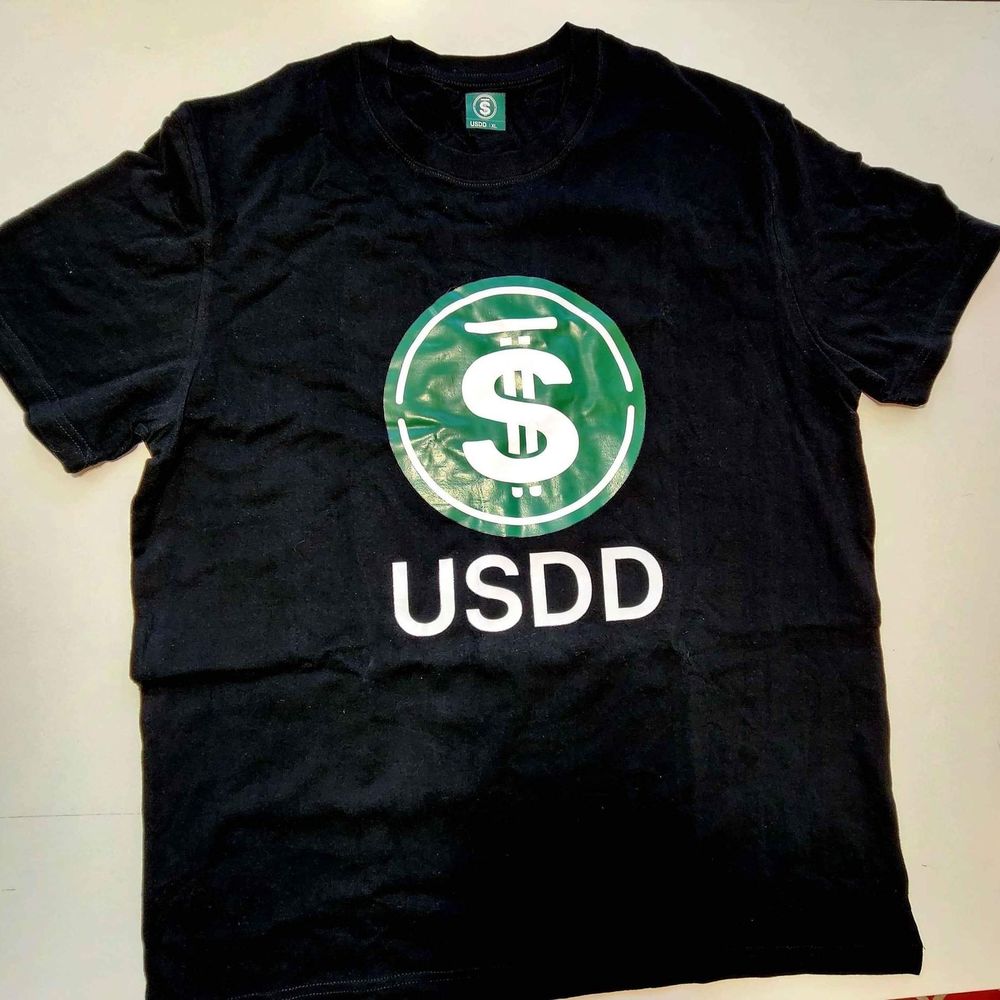 USDD Blockchain Stablecoin Logo Black Graphic T-Shirt Men's XL Crew Neck Tee - Picture 3 of 5